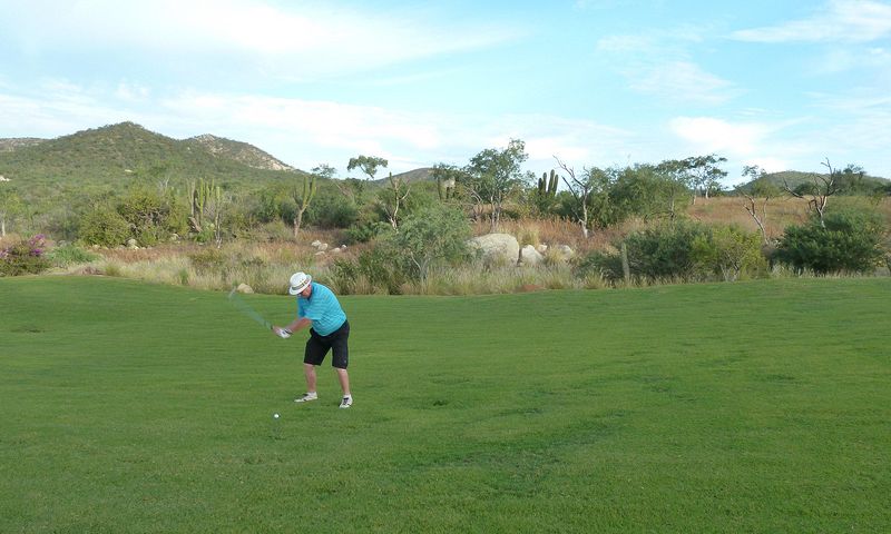 Livingston makes his shot on the first hole